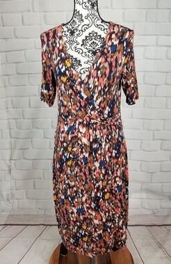 Monsoon geo print short sleeve stretch knit dress